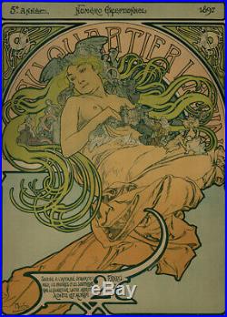 RARE Alphonse Mucha Original 1897 Cover Au Quartier Latin (The Latin Quarter)