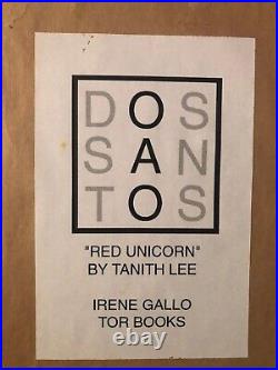 RED UNICORN Dan Dos Santos Original Tanith Lee Book Cover Fantasy Painting Art