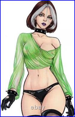 ROGUE X-MAN 9X12 BY GLEIDSON FERNANDE ART Sexy X-Men PINUP Drawing Original Hot