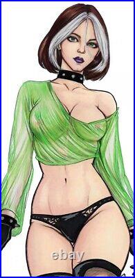 ROGUE X-MAN 9X12 BY GLEIDSON FERNANDE ART Sexy X-Men PINUP Drawing Original Hot