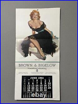 Rare 1961 Brown and Bigelow Pin-up Calendar 16x33 BEST DATE by A. Buell