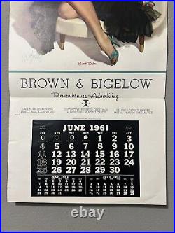 Rare 1961 Brown and Bigelow Pin-up Calendar 16x33 BEST DATE by A. Buell