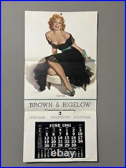 Rare 1961 Brown and Bigelow Pin-up Calendar 16x33 BEST DATE by A. Buell