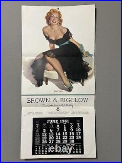 Rare 1961 Brown and Bigelow Pin-up Calendar 16x33 BEST DATE by A. Buell