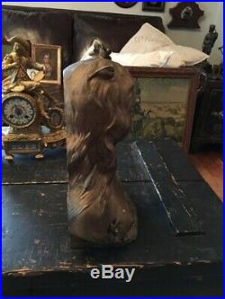Rare Antique Art Nouveau Spelter Covered Partially Nude Lady Bust Very Detailed
