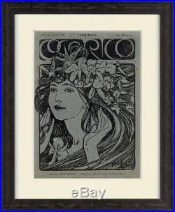 Rare Original 1899 Cocorico No. 4 Cover, Black over Metallic Silver Alfons Mucha