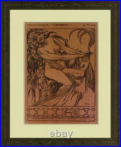 Rare Original 1900 Wood Block Print Cocorico No. 42 Cover, Alfons Mucha