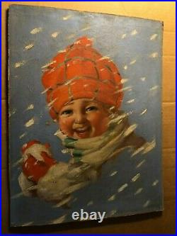 Rare Original Signed Published Illustration Art Painting Magazine Cover Snow 20s