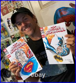 Rare SUPERMAN and BATMAN Color Sketch Cover Set! DC! Al Bigley! Original Art