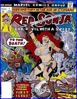 Red Sonja # 1 Cover Recreation Original Comic Art On Card Stock