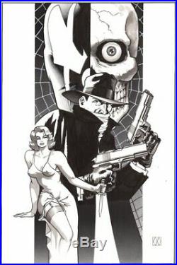 Reduced$ Original comic art for Grendel vs. The Shadow #2 cover by Matt Wagner