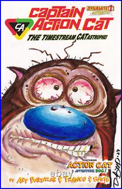 Ren Stimpy Gross-up tribute Action Cat Sketch Cover Comic Variant Original Art