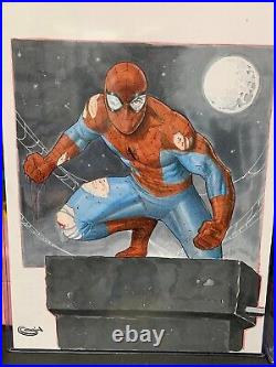 SAJAD SHAH ORIGINAL ART SKETCH OF SPIDER-MAN ON 9x12 MARVEL COMICS