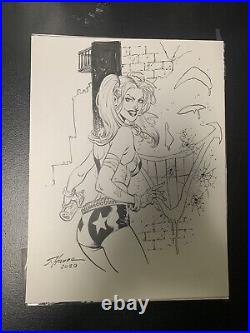 SCOTT HANNA ORIGINAL ART SKETCH OF HARLEY QUINN FROM BATMAN DC COMICS 9x12