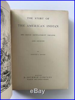SIGNED 1887 Story of Native American Indian Brooks Gilt Cover Art Illustration
