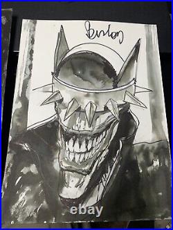 SIMON BISLEY ORIGINAL ART SKETCH BATMAN WHO LAUGHS ON 9x12 BWL DC COMICS