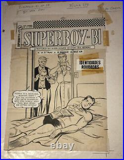 SUPERBOY DC COMICS SUPERMAN BRAZILIAN Rare COVER ORIGINAL ART WORK Year 1970
