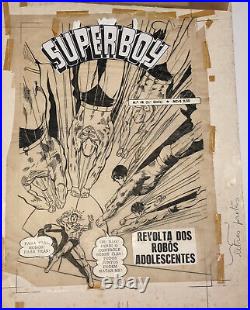 SUPERBOY SUPERMAN SILVER AGE VINTAGE BRAZILIAN COVER ORIGINAL ART WORK Year 70's