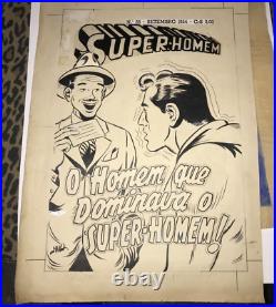 SUPERMAN GOLDEN AGE VINTAGE DC COMICS COVER ORIGINAL ART WORK Year 1954 RARE