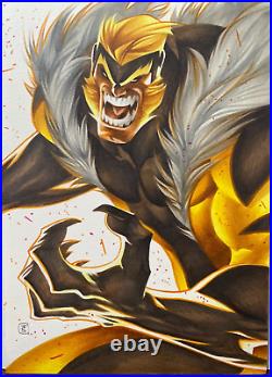 Sabretooth Original Color Pinup Art By Famous Marvel DC Artist Thony Silas