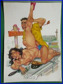 Sexy Babe Drunk Girl Semi-nude Original Mexican Comic Cover Art
