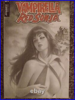 Sexy Original Vampirella Red Sonja Sketch Cover Art Drawing By Campbell