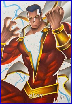 Shazam Original Color Pinup Art By Famous Marvel DC Artist Thony Silas