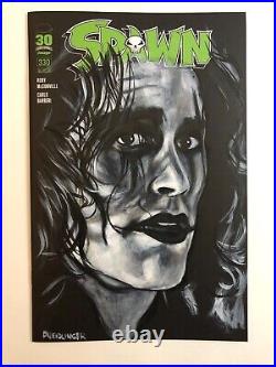 Sketch cover blank original art, Brandon Lee The Crow, by Dan Neidlinger