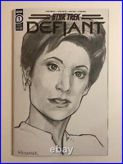 Sketch cover blank original art, Kira, Nana Visitor, Star Trek by Dan Neidlinger