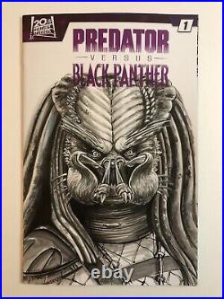 Sketch cover blank original art, Predator Black Panther cover by Dan Neidlinger