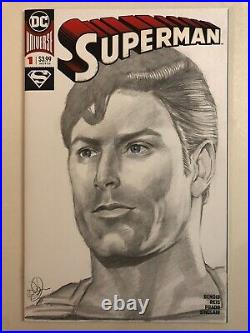 Sketch cover blank original art, Superman by Dan Neidlinger