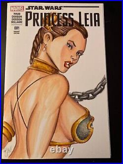 Slave Princess Leia Sketch Cover Chris Mcjunkin Original Art Star Wars Sexy Hot