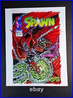 Spawn #1 Cover Recreation Original Comic Book Art Todd McFarlane Homage 2 Pieces