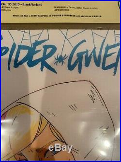 Spider Gwen 1 Blank CBCS 9.8 Signed By J Scott Campbell Original Art Hess 2018