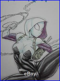 Spider Gwen Spiderverse Original Watercolor Art Sketch Cover Comic Book