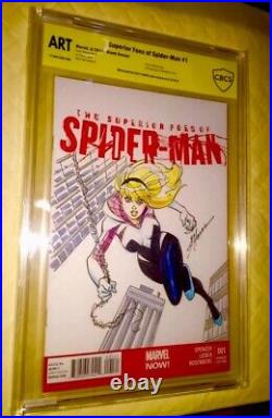 Spider-gwen 1 BLANK COVER ORIGINAL ART FULL COLOR SPIDER-GWEN SKETCH CBCS SS OA