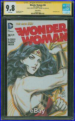 Stanley ArtGerm Lau original Art Wonder Woman #36 Sketch cover CGC SS 9.8