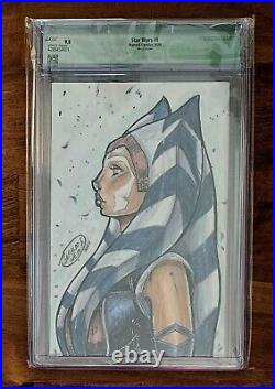 Star Wars #1 Sketch Ahoska Tano Original Art CGC Two Sided