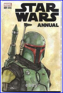 Star Wars Annual #1 Boba Fett Sketch Cover Variant Original Art Chris Oz Fulton
