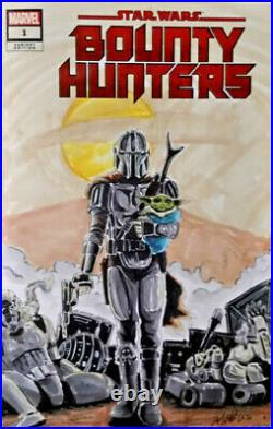 Star Wars Bounty Hunters #1 Mandalorian Sketch cover Lyle Pollard Original Art
