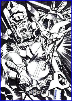 Steve Rude Galactus & Silver Surfer commission original art signed Marvel