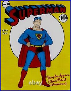 Superman # 6 Cover Recreation 1940 Original Comic Art On Card Stock