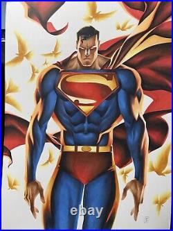 Superman Amazing 17x24 Original Pinup Art By Famous Marvel DC Artist Thony Silas