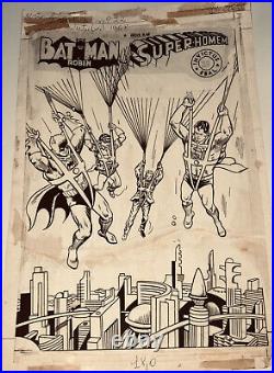 Superman Batman Robin Jimmy DC Comics Brazilian Cover Original Art Work 1968