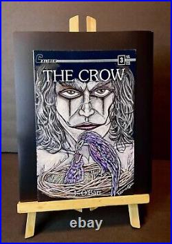 The Crow #3 Original Comic book Art Painted Sketch Cover James O'Barr Rare 2ND P