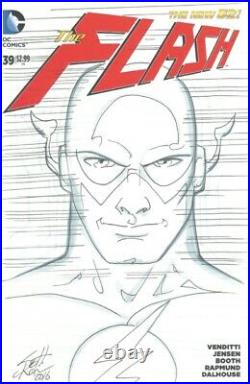 The Flash Original Art Sketch by Scott Kolins on The Flash #39 Blank Cover