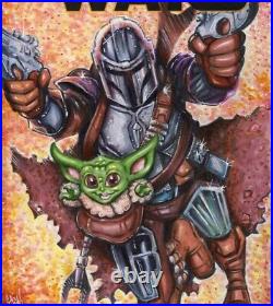 The Mandalorian Baby Yoda Star Wars Sketch Cover Cgc Original Art 9.8 Nm/m Look