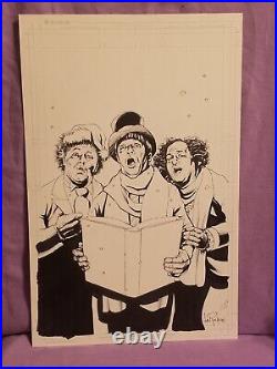 The Three Stooges Merry Stoogemas #1 Original Cover Art Page SIGNED Greg LaRoque