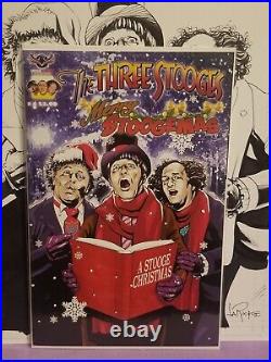The Three Stooges Merry Stoogemas #1 Original Cover Art Page SIGNED Greg LaRoque