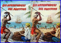 Vintage 1957 Original Art Cover Painting Italian Novel Book Adventure Pirates